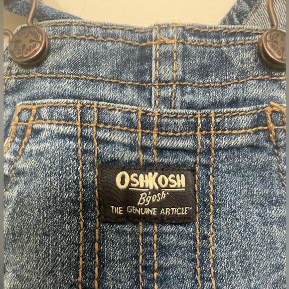 Oshkosh B’gosh Striped Strap Denim Shortalls Kid Overalls Toddler Baby Sz 6 Mo - Picture 3 of 8